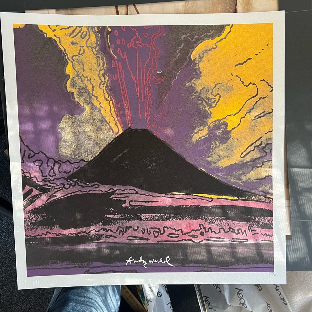 Andy Warhol volcano, sign, numbered, and embossed paper